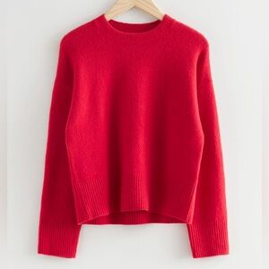 & Other Stories Relaxed Fit Cherry Red Wool Blend Sweater Size Small